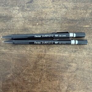 Lot 2 Pentel‎ Sharplet-2 A125 0.5mm Mechanical Pencils Japan Vintage Black